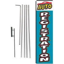 Auto Registration Advertising Rectangle Feather Banner Swooper Flag Sign with Flag Pole Kit and Ground Stake