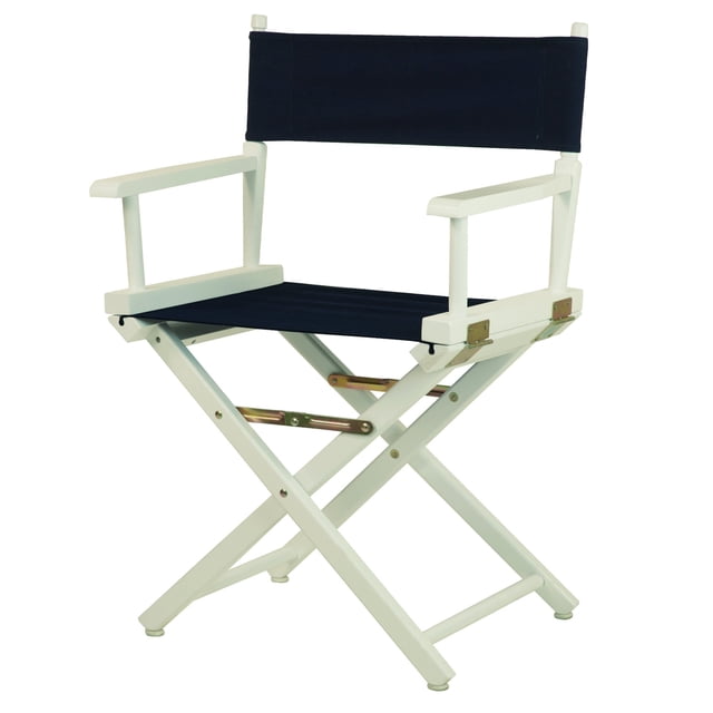 Casual Home Chaise de Réalisateur 18 Pouces Cadre Blanc avec Toile Bleu Marine