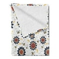 thumbnail image 2 of Bee Soft Flannel Fleece Throw Blanket, Sunflowers with Flyaway Leaves and Funny Bees Summer Nature Doodle Style, Cozy Plush for Indoor and Outdoor Use, 50" x 70", Dark Blue Ruby Mustard, by Ambesonne, 2 of 5