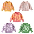 thumbnail image 5 of GYRATEDREAM Toddler Baby Girls Knit Sweater Blouse Little Kids Round Neck Long Sleeve Flower Print Pullover Sweatshirt Top Children Warm Fall Winter Clothes for 12M-5T, 5 of 6