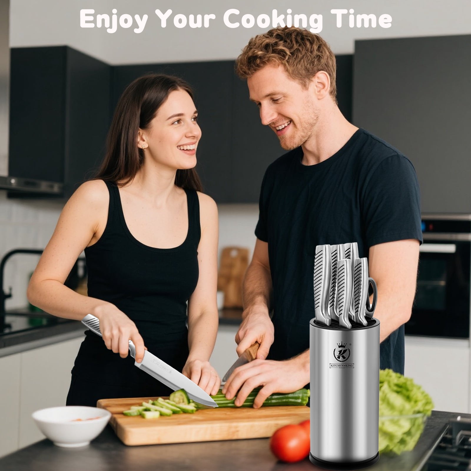 Kitchen Knife Set, 7-Piece Compact Knife Block Set with Universal Knife Block, Sharp Stainless Steel Chef Knife Set for Home Apartment Restaurant, Kitchen Knives Set Gifts for Men Women