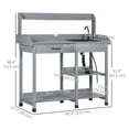 thumbnail image 3 of Outsunny Potting Bench Table, Garden Work Bench Workstation with Drawer, 3 of 10