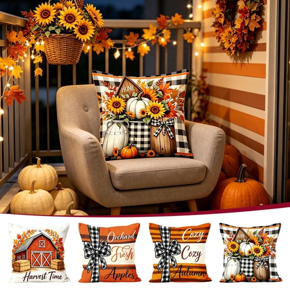 Halloween Sale Clearance!Fall Decorations for Home, Thanksgiving Pillow Covers Fall Pumpkin Floral Decorative Pillow Cases Throw Pillow Covers For Home Sofa Bedroom Living Room Festival