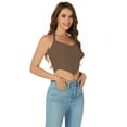 thumbnail image 2 of Womens Knit Halter Tank Top 2024 Cute Ribbed Trendy Sexy Backless Summer Basic Crop Tops, 2 of 5