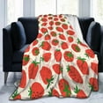 thumbnail image 2 of Pink Strawberry Blanket Gifts for Kids Girls for Bed Room Bed Couch Soft Lightweight Warm Cozy Trendy Hand Drawn Textures Modern Abstract Design Throw Blankets Birthday Decor 50x60in, 2 of 6