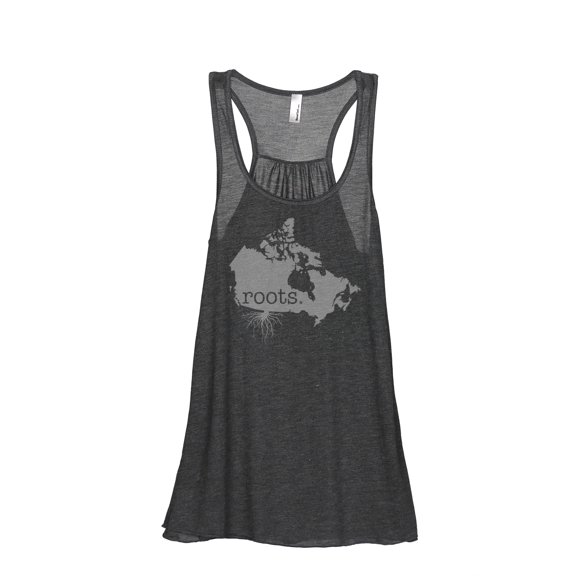 Thread Tank Home Roots Country Canada Women's Sleeveless Flowy Racerback Tank Top Charcoal Small