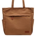 thumbnail image 5 of Women Canvas Tote Bag Large Capacity Multi-Pocket Handbag Zipper Work Travel Bag, Brown, 5 of 10