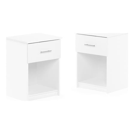 Maklaine Nightstand with Handle with One Drawer in Set of 2 in Solid White