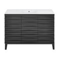 thumbnail image 3 of Cascade 48 in. Black Oak Bathroom Vanity With White, 3-Hole Ceramic Sink Top, 3 of 8