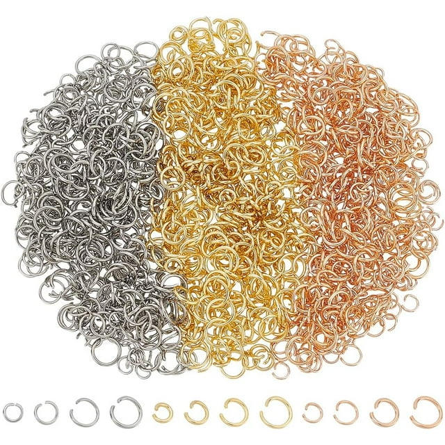 1200 unidades de anillas de unión abiertas, 12 estilos, anillos conectores de acero inoxidable de 5/6/7/8 mm a granel