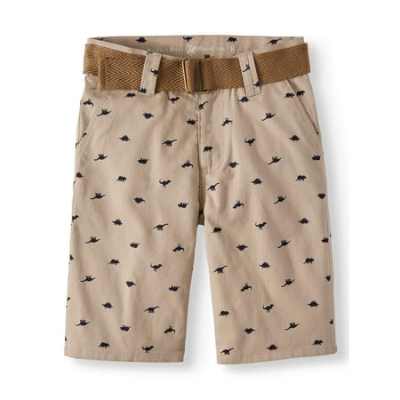Boys Flat Front Shorts - Beverly Hills Polo Club Printed Flat Front Shorts with Belt (Big Boys)