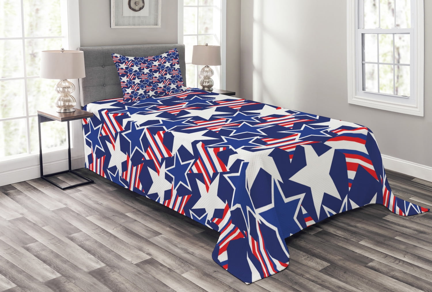 Grunge Flag Design Print Details about   4th of July Quilted Bedspread & Pillow Shams Set 