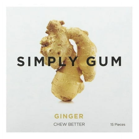 Simply Gum, Chewing Gum, Ginger , 15 Pieces Pack of 4