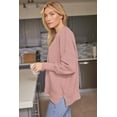 thumbnail image 3 of ORUYROP Women's Crewneck Batwing Long Sleeve Sweater 2023 Fall Oversized Ribbed Knit Side Slit Pullover Top, 3 of 7