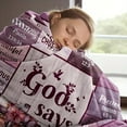 thumbnail image 5 of A Warm Fleece Blanket with a Religious Theme, Featuring Inspirational Bible Verses And Floral Decorations, Comfortable And Soft for Home Use, Combining Both Decorative And Practical Qualities., 5 of 6