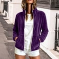 thumbnail image 4 of Gytharion Women's Velour Track Jackets Full Zip Stand Collar Velour Jackets Long Sleeve Solid Color Zip Up Jackets with Pockets, 4 of 6