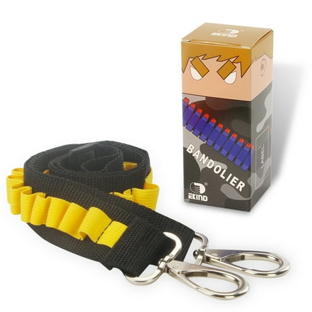 EKIND Toy Gun Bullet Shoulder Strap Darts Bandolier Kit Ammo Storage Holder Compatible for Nerf Elite Blasters (2 Point Tactical Shoulder Strap - Yellow)
