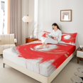 thumbnail image 4 of Erosebridal Ensemble de Draps Graffiti Simple, Ensemble de Literie Design Moderne Taille Simple, Ensemble de Draps Simple Rouge Blanc, Décoration de Chambre Ultra Douce, 3 Pcs, 4 of 7