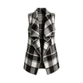 thumbnail image 3 of QIYAGBSA Plaid Vest for Women Open Front Notch Lapel Sleeveless Mid Length Cardigan Outerwear with Side Pockets Fall Casual Lightweight Layer, 3 of 5