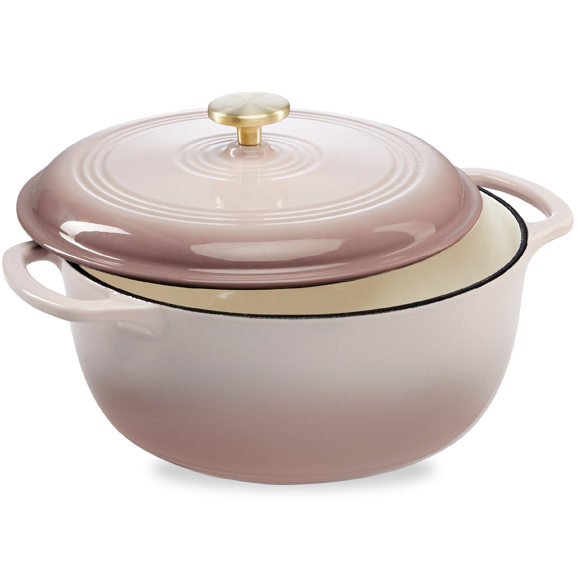 Best Choice Products 6 Quart Enamel Cast-Iron Dutch Oven, Heavy-Duty Cookware w/ Dual Handles, Lid - Mushroom Beige