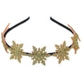 thumbnail image 1 of Diademas navideñas con copos de nieve y purpurina, adorables diademas para el pelo, regalos de fiesta para niños (doradas), 1 of 7