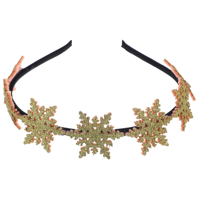 Diademas navideñas con copos de nieve y purpurina, adorables diademas para el pelo, regalos de fiesta para niños (doradas)