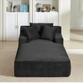 thumbnail image 2 of Aukfa 79" Oversized Chaise Lounge Indoor, Corduroy Sleeper Sofa Bed, Upholstered Couch, No Assembly Required for Living Room, Bedroom, Black, 2 of 7