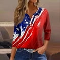 thumbnail image 4 of Summer Tops For Women, T Shirt Print Button 3/4 Sleeve 4Th Of July Basic V-Neck Regular Top Valentine Day Shirts Women Tops Long Tank Tunic Western Tops Blouses Tunic Tops (L, Wine) Unbranded, 4 of 5