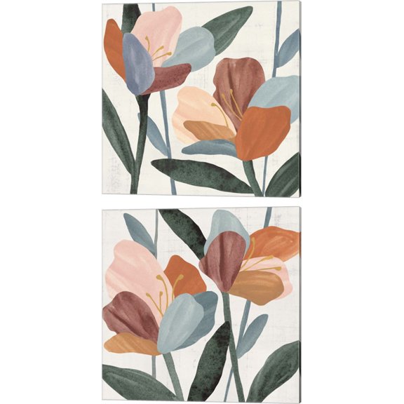 Great Art Now Azalea Joining by Annie Warren 2 Piece Canvas Art Set Each 14W x 14H