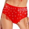 thumbnail image 3 of Choomomo Womens Shimmery Rhinestone Dance Shorts for Latin Salsa Belly Dance Party Club Performance Red L, 3 of 5
