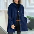 thumbnail image 5 of Swuxness Women's Fleece Hooded Jacket, Women Long Sleeve Coat, Womens Solid Color Lightweight Zipper Collarless Fabric Comfortable Jacket with Front Pockets Navy, L, 5 of 5