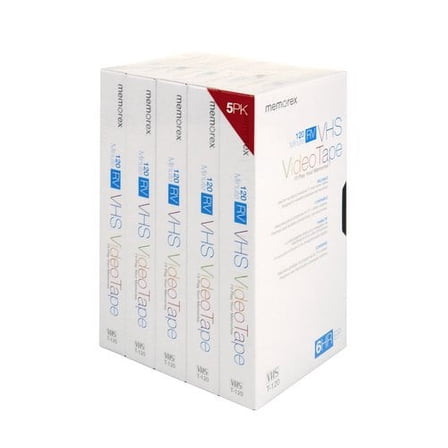 Memorex T-120 120 Minute RV VHS Video Tape, 5 Pack