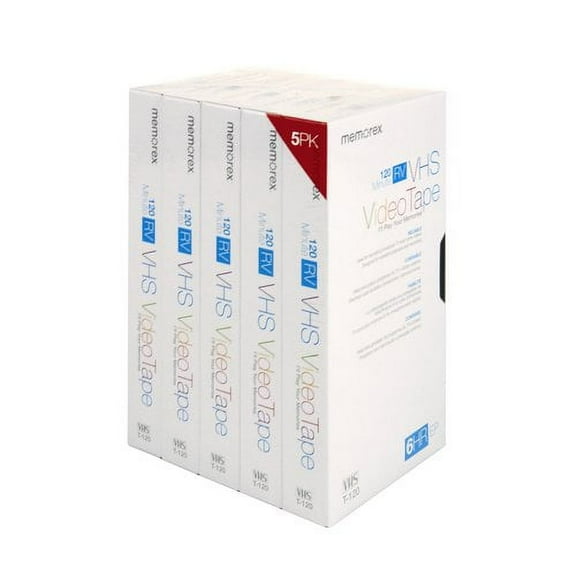 Memorex T-120 120 Minute RV VHS Video Tape, 5 Pack