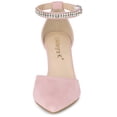 thumbnail image 3 of Zapatos de Salón Allegra K de mujer punta estrecha con diamantes de imitación correa en el tobillo Tacones gruesos Rosa Polvo 40, 3 of 6