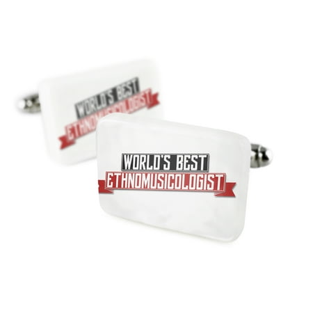 Cufflinks Worlds Best Ethnomusicologist Porcelain Ceramic NEONBLOND