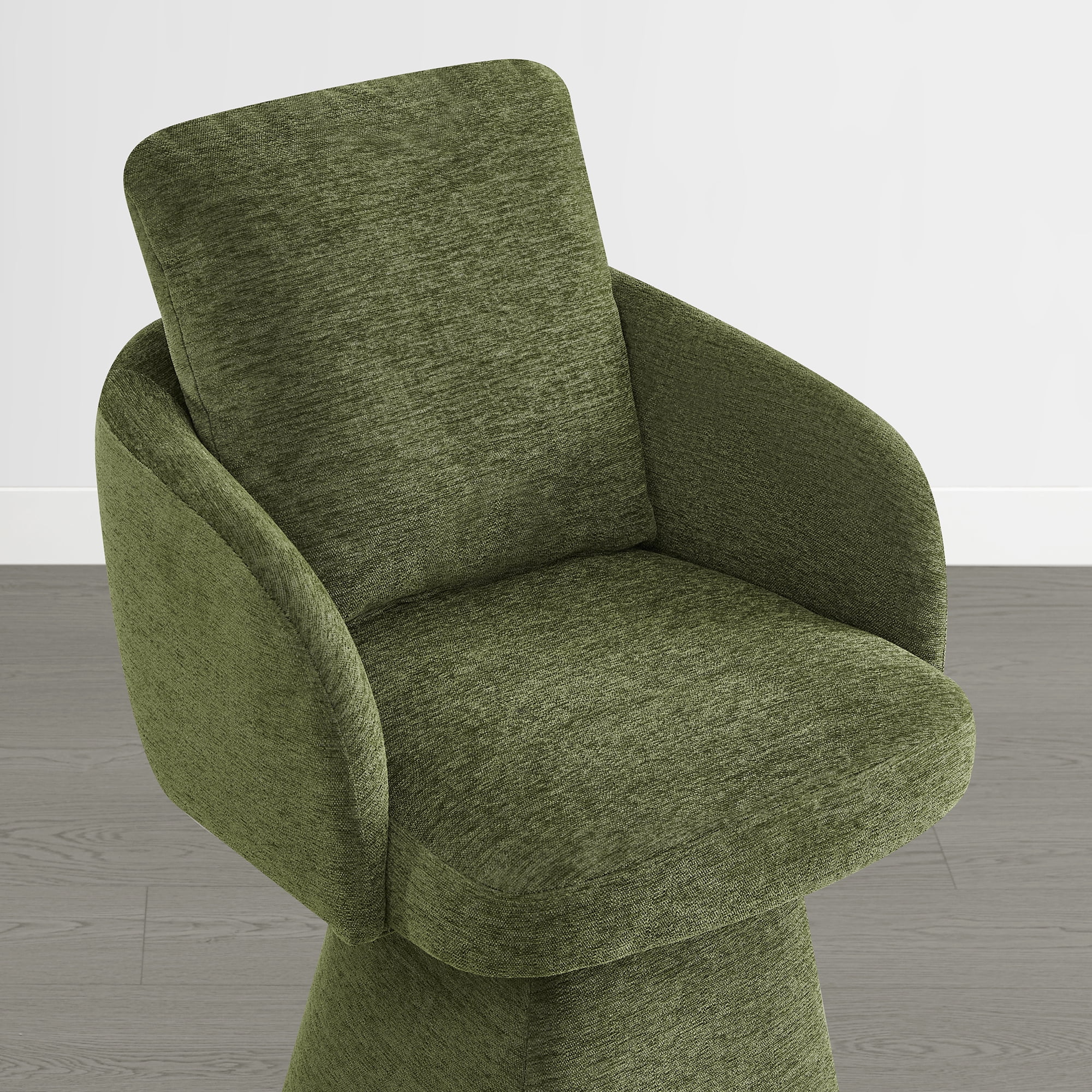 Spruce & Spring 26" Counter Height Swivel Bar Stools with Arms, Upholstered Chenille Seat & Back for Kitchen Island & Home Bar, Green Fabric