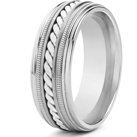 Crucible Titanium Sterling Silver Rope Inlay Ring