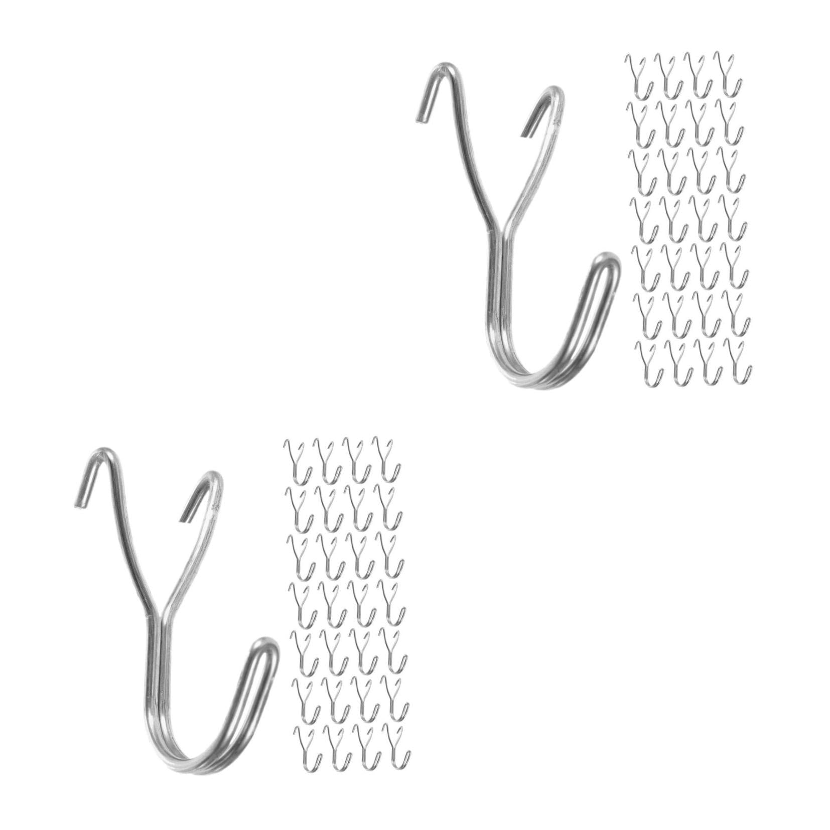 WHAMVOX Raindrops 100 pcs Stainless Steel Pegboard J Shaped Hooks for Necklaces Jewelry Retail Items Keys Craft Storage Organization System Tools