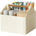 thumbnail image 7 of Desk Organizer, Caddy Organizer, Plastic Multifunctional Removable Storage Organizer Bin with Adjustable Dividers for Art Supplies, Crafts, Colored Pencils and Makeup Desk, Cream White, 7 of 7