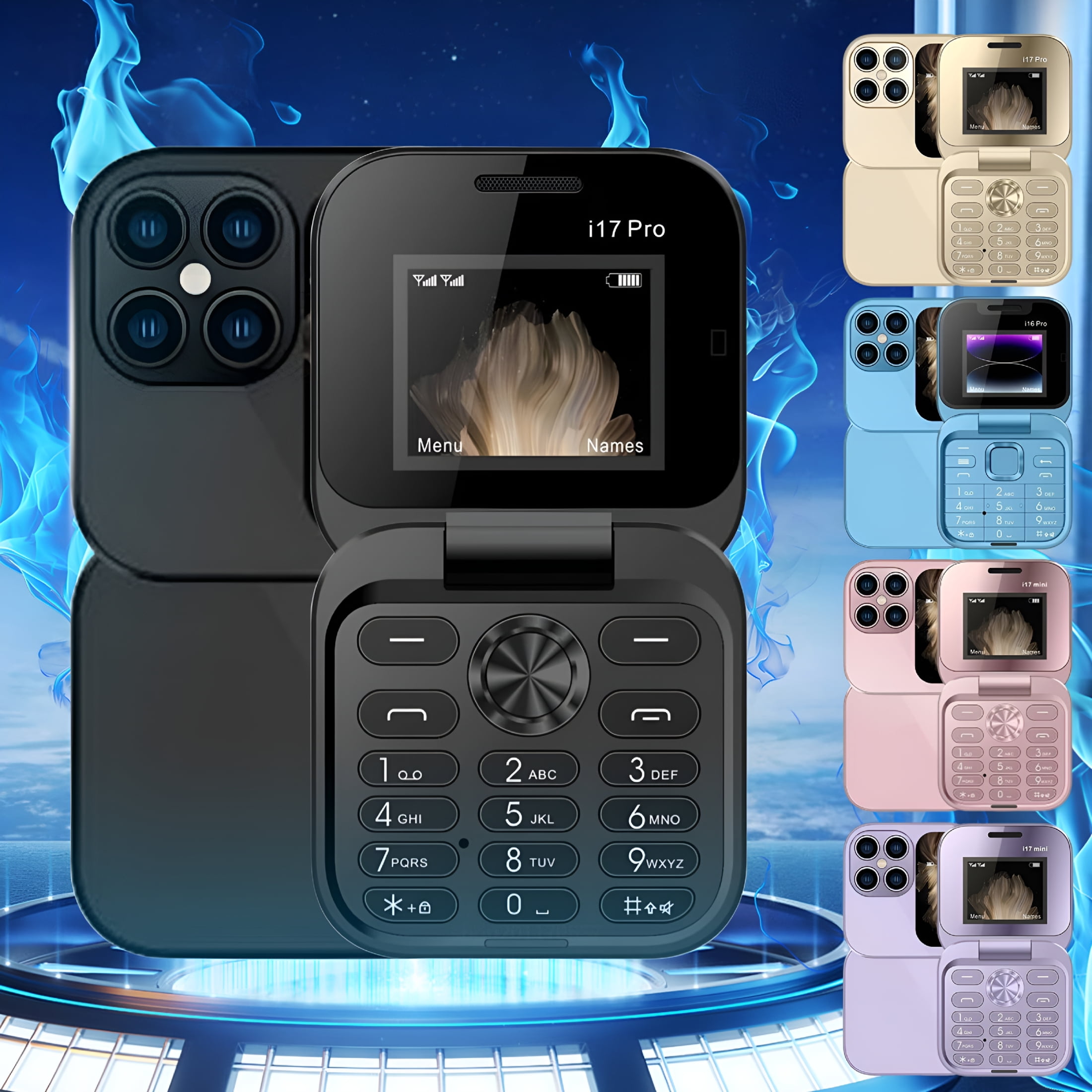 GJX New Mini Flip Phone-Unlocked 2G Cell Phone for Seniors,Large Buttons,Dual Screens,Long-Lasting Battery,Clear Sound,Compact&Easy-To-Use Design