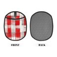 thumbnail image 3 of Multi-Functional Oven Silicone Pot Pad 7.5×9.4in Anti-Slip Heat-Insulating Pad Baking Gloves Heat-Resistant Cotton Layer 2pcs Indianred Checked Hand-Drawn Sketch_3, 3 of 7