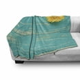 thumbnail image 3 of Rustic Soft Flannel Fleece Blanket, Flower on Vintage Wooden Backplane Floral Beauty Redolence Springtime Nature, Cozy Plush for Indoor and Outdoor Use, 60" x 80", Turquoise Yellow, by Ambesonne, 3 of 6