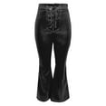 thumbnail image 5 of WTXUE Leather Pants for Women, Pantalones De Mujer Womens Faux Leather Flare Pants High Waisted Tie Front PU Leather Bell Bottom Pants Stretchy Wide Leg Leggings, Full-Length, Black, 5 of 8