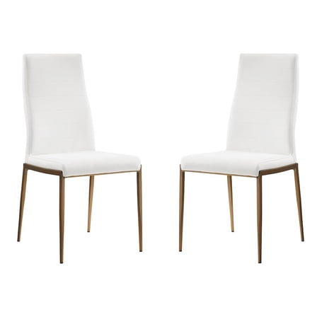 Casabianca Home Firenze Set of 2 Polyurethane Leather Dining Chairs - White