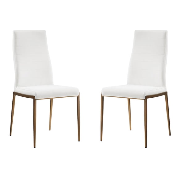 Casabianca Home Firenze Set of 2 Polyurethane Leather Dining Chairs - White