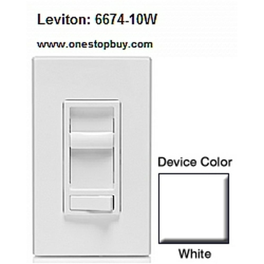 Leviton 667410W Dimmer LED/CFL/Incandescent SinglePole/3Way 600W 120 Volt SureSlide Decora