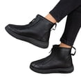 thumbnail image 4 of Women's Waterproof Non-Slip Cotton Leather Boots with Front Zipper, Ladies Ankle Booties Winter Outdoor Warm Fleece Lined Ankle Boots, Comfortable Thermal Walking Snow Shoes, 4 of 4