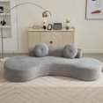 thumbnail image 5 of MIKIBAMA 105.5''Curved Cloud Couch Sofa 3-4 Seater Couch with 2 Pillows Point-shaped corduroy,(Anti-Wrinkle) , Gray, 5 of 11