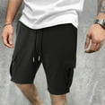 thumbnail image 3 of Coorders George Men’s & Big Men’s Cargo Shorts Stretch Drawstring Shorts with Elastic Waist and Pockets, Black, M, 3 of 7
