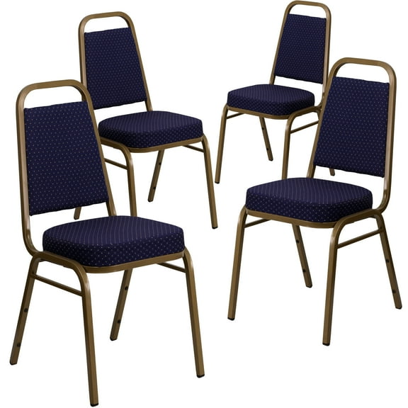 Flash Furniture 4 Pack HERCULES Series Trapezoidal Back Stacking Banquet Chair in Black Vinyl - Black Frame